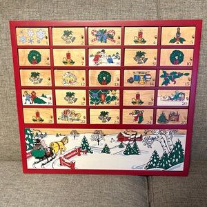 Vintage Wood L.L. Bean ? Red "Advent Calendar" 1980s 15" x 17" EXCELLENT